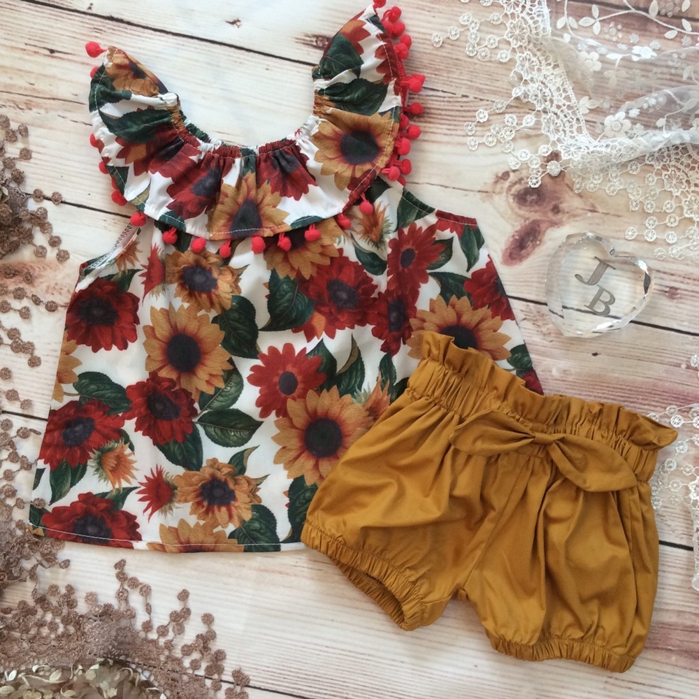 Boutique Girls Sunflower Top & Bloomers